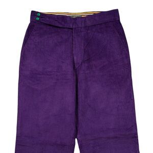 Mens 34 Gurkha Pants Purple Corduroy High Waist Flat Front Straight Fit Trousers